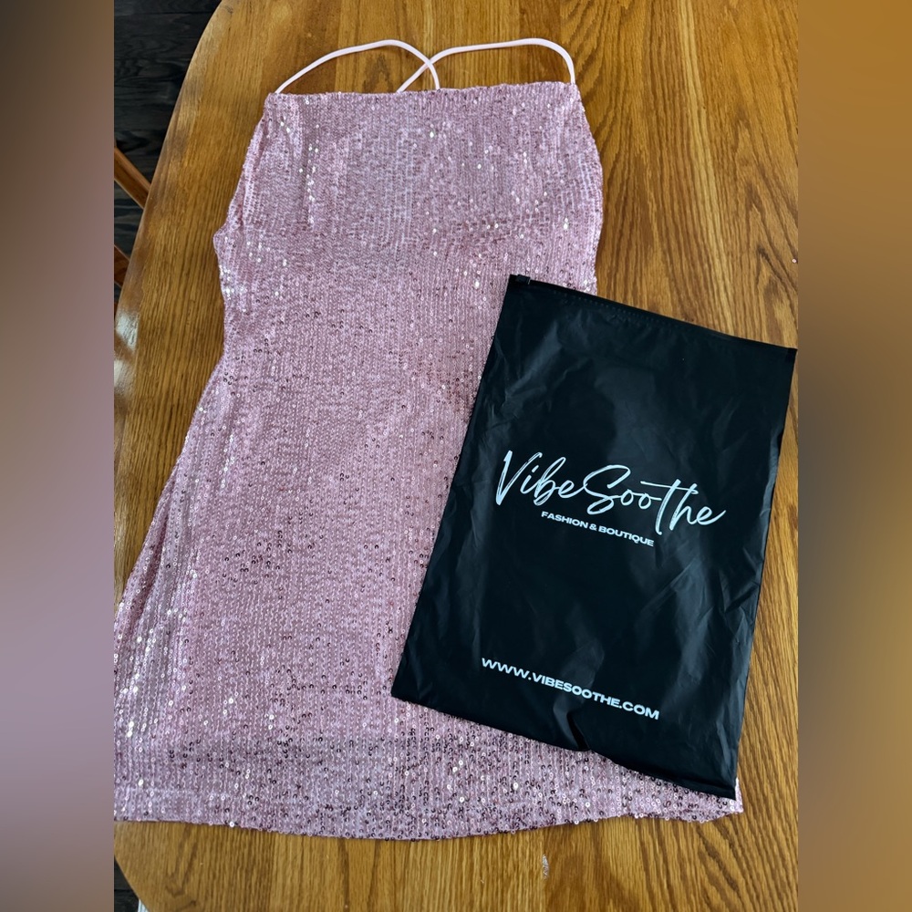 Pink Sequin Mini Dress